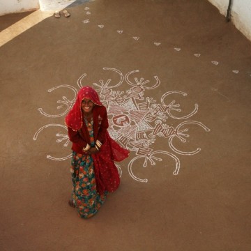 Traditional welcome artwork in rural Rajasthan
